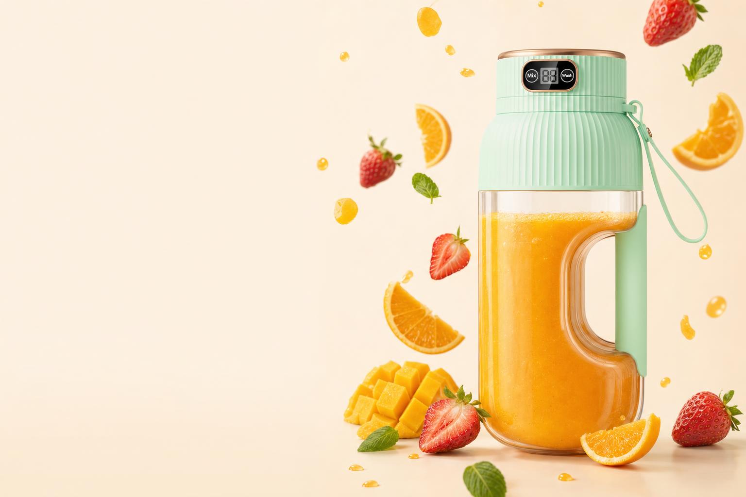 Batidora portátil Sorbly con fruta fresca